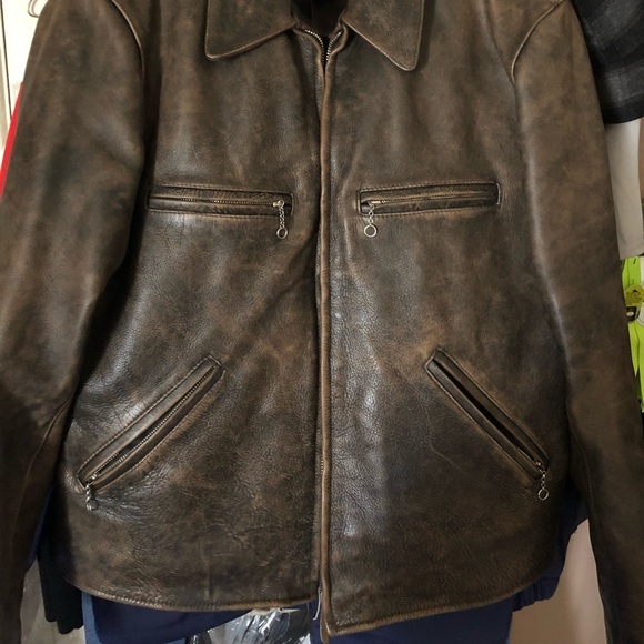 Ralph Lauren, RRL, Double R, Polo Men’s Leather Jacket Brown Vintage Style Cow - Picture 8 of 8